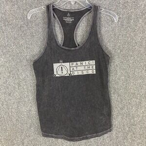 Panic at The Disco Tank Top Women's Large Cotton Blend Gray Casual‎ L